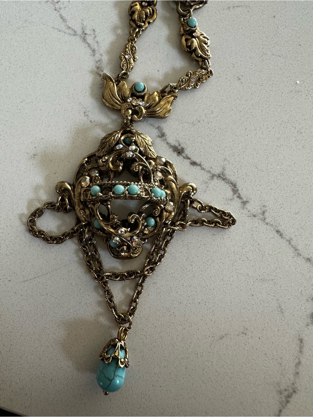 Sweet Romance Shelley Cooper NWT Turquoise Festoon Statement Necklace